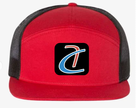 Seven-Panel Trucker Cap (Red/Black)