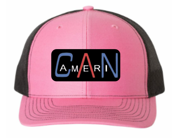 Female 5 Panel Flat Bill Trucker Hat (Pink/Black)