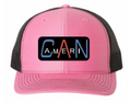 Female 5 Panel Flat Bill Trucker Hat (Pink/Black)