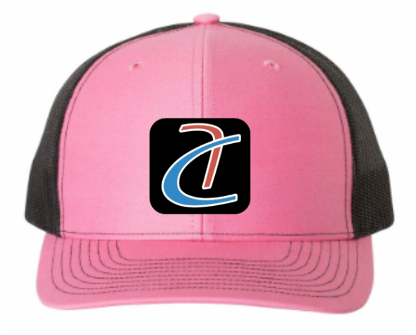 Female 5 Panel Flat Bill Trucker Hat (Pink/Black)