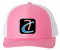 Female 5 Panel Flat Bill Trucker Hat (Pink/White)