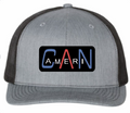 Panel Flat Bill Trucker Hat (Heather/Black)