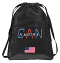 Patriotic Black/Black Zip-It Cinch Pack (Printed)