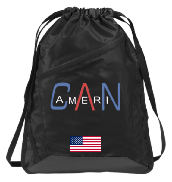 Patriotic Black/Black Zip-It Cinch Pack (Printed)