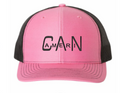 Female 5 Panel Flat Bill Trucker Hat (Pink/Black)