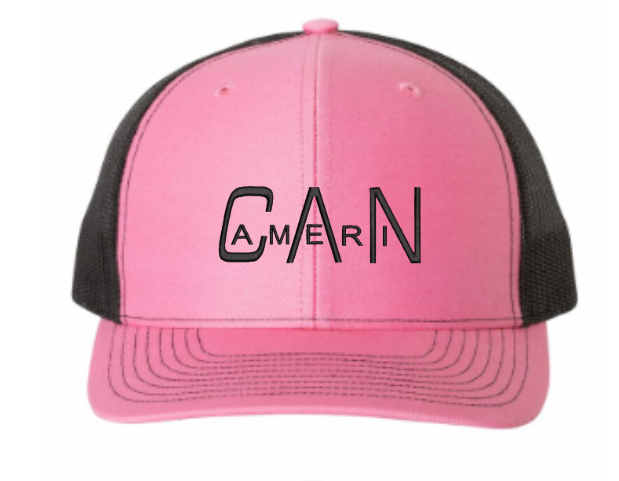 Female 5 Panel Flat Bill Trucker Hat (Pink/Black)