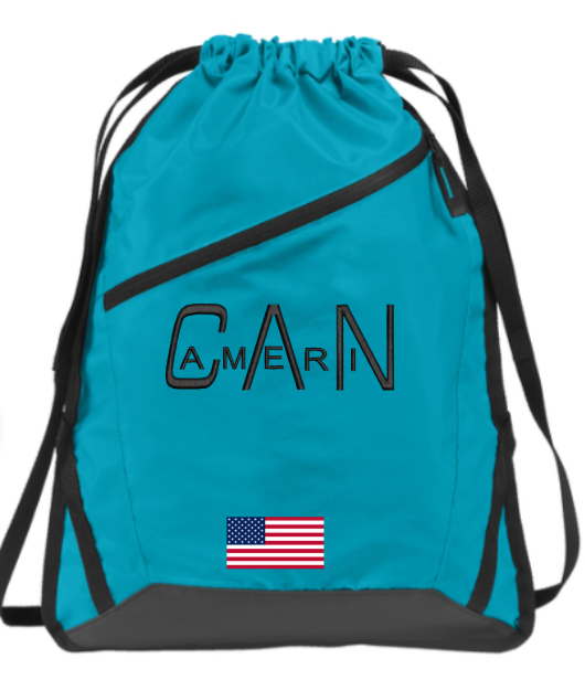 Tropic Blue/Black Zip-It Cinch Pack (Printed)