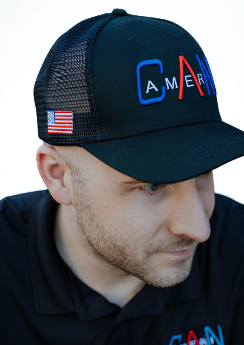 Patriotic 5 Panel Flat Bill Trucker Hat (With US flag)