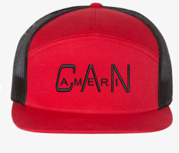 Seven-Panel Trucker Cap (Red/Black)